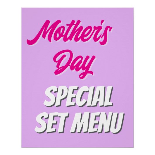 Moederdag Special Set Menu Promotiebord Perfect Poster (Voorkant)