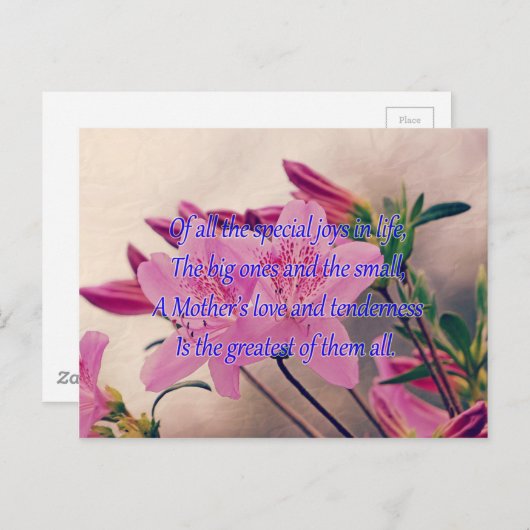 Moederdag-speciale vreugde briefkaart (Voorkant / Achterkant)