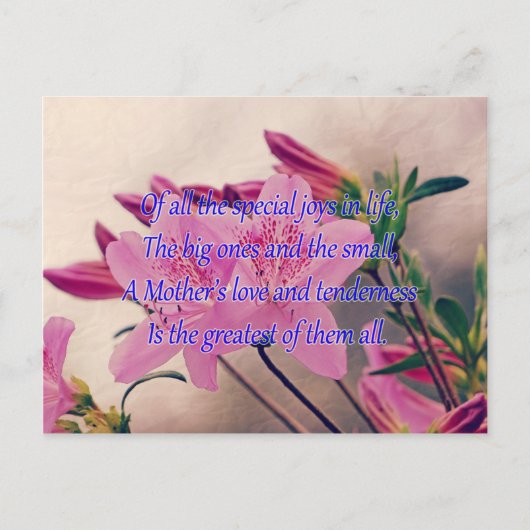 Moederdag-speciale vreugde briefkaart (Voorkant)