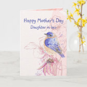 Moederdag Speciale Vriend Blauwborst Tuinvogel Kaart (Gele Bloem)