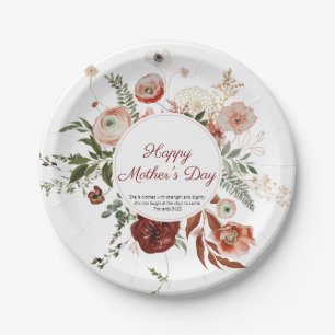 Moederdag Spreuken 31:25 Blush roze bloemen Papieren Bordje