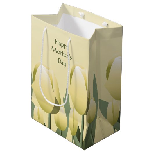 moederdag Spring Yellow Tulips Med Medium Cadeauzakje (Voorkant Gekanteld)