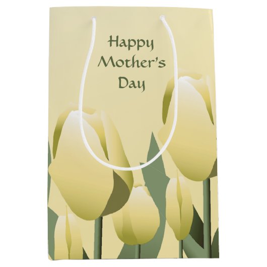 moederdag Spring Yellow Tulips Med Medium Cadeauzakje (Voorkant)