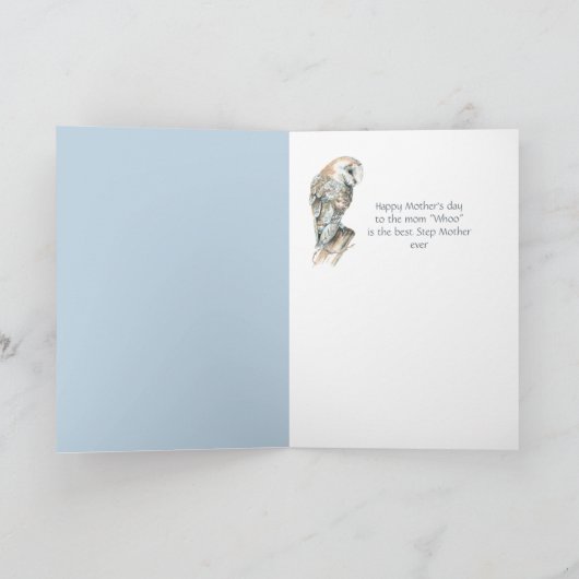 Moederdag Step Moeder Humor Barn Owl Bird Kaart (Binnen)