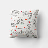 Moederdag Stick Figure Kunst Kussen (Achterkant)