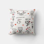 Moederdag Stick Figure Kunst Kussen (Voorkant)