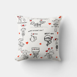 Moederdag Stick Figure Kunst Kussen