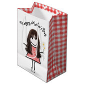 Moederdag Stick Girl met Daisies Medium Cadeauzakje (Voorkant Gekanteld)