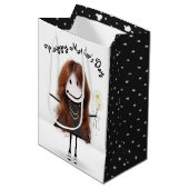 Moederdag Stick Girl met Daisies Medium Cadeauzakje (Voorkant Gekanteld)