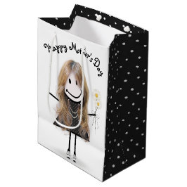 Moederdag Stick Girl met Daisies Medium Cadeauzakje