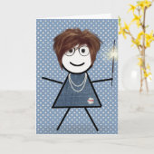 Moederdag Stick Girl met Sparkler Kaart (Gele Bloem)