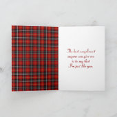 Moederdag Stick Girl op Tartan Feestdagen Kaart (Binnen)