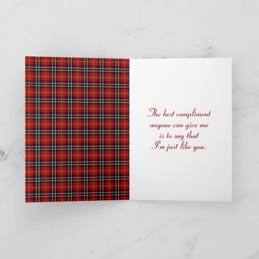 Moederdag Stick Girl op Tartan Feestdagen Kaart (Binnen)