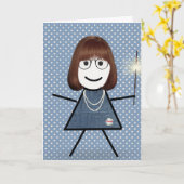 Moederdag Stokfiguurtje met Spatstickers Kaart (Gele Bloem)