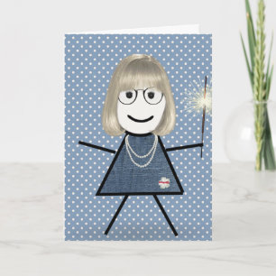 Moederdag stokpoppetje met sterretje kaart