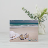 Moederdag strand . Teenslippers, Oceaan Folie Feestdagen Briefkaart (Staand Voorkant)