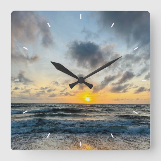Moederdag Strand Zonsondergang Persoonlijk Kust Vierkante Klok (Voorkant)