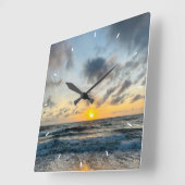 Moederdag Strand Zonsondergang Persoonlijk Kust Vierkante Klok (Hoek)