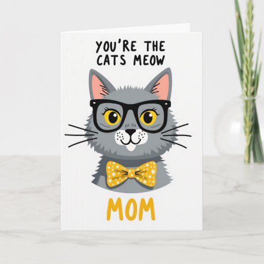 Moederdag Strikdas Kaart voor Katten (Voorkant)