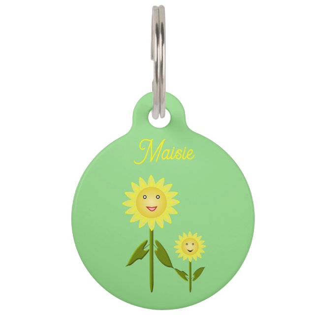 Moederdag Sunflower Custom Huisdierpenning (Voorkant)