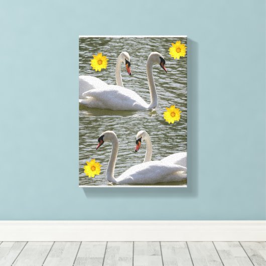 Moederdag Swan voor de drukplaat van het gerasterd Canvas Afdruk (Insitu (Houten vloer))