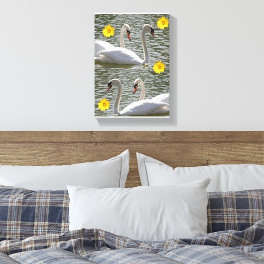 Moederdag Swan voor de drukplaat van het gerasterd Canvas Afdruk (Insitu (Slaapkamer))
