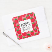 Moederdag Sweetest mama aardbeien Vierkante Sticker (Envelop)