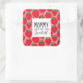 Moederdag Sweetest mama aardbeien Vierkante Sticker (Tas)