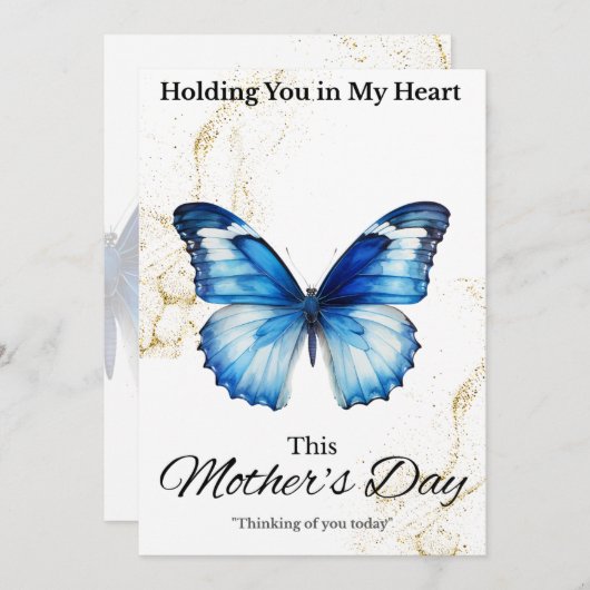 Moederdag Sympathy Card - Blauwe Vlinder (Voorkant / Achterkant)