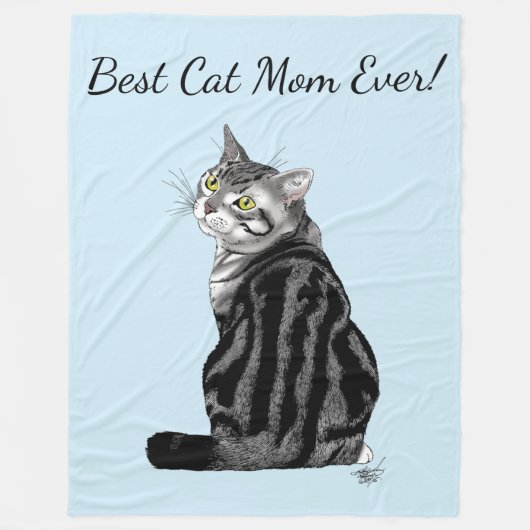 Moederdag Tabby Cat Fleece Deken (Voorkant)