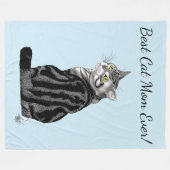 Moederdag Tabby Cat Fleece Deken (Voorkant (Horizontaal))
