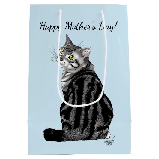 Moederdag Tabby Cat Medium Cadeauzakje (Achterkant)