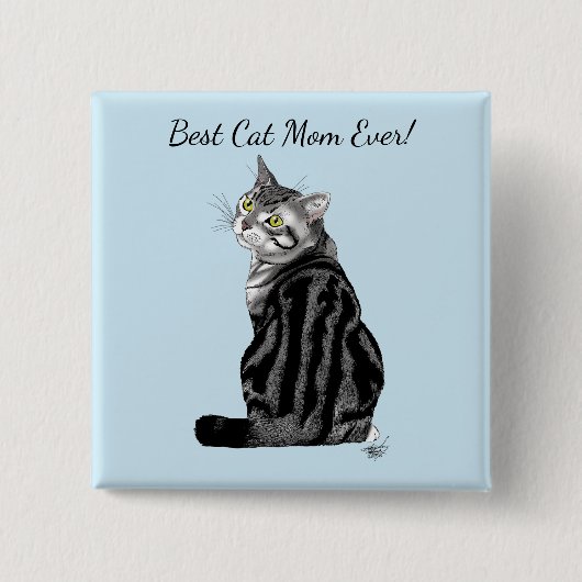 Moederdag Tabby Cat Vierkante Button 5,1 Cm (Voorkant)