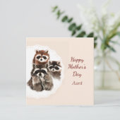 Moederdag tante Cute Raccoon Kaart (Staand voorkant)