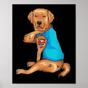 Moederdag Tattoo Ik hou van Mam Golden Retriever T Poster