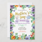 moederdag Tea Party Brunch Floral Waterverf Kaart (Voorkant)