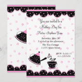 moederdag Tea Party Invitation Kaart (Voorkant / Achterkant)