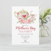 Moederdag Tea Party Invitation Kaart (Staand voorkant)
