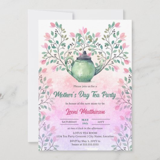 Moederdag Tea Party Kaart (Voorkant)