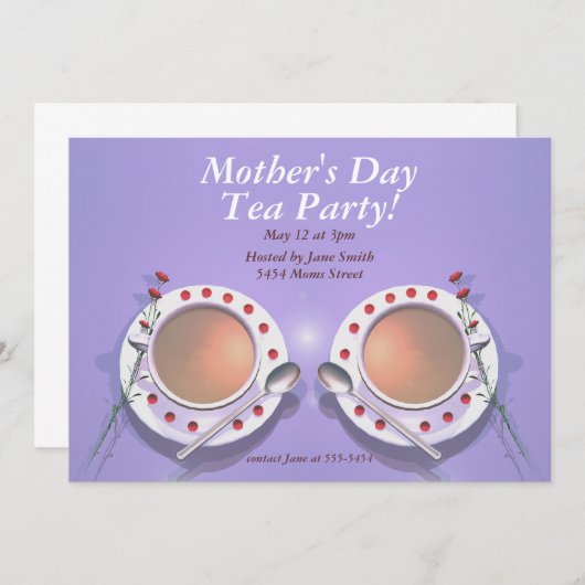 Moederdag Tea Party Kaart (Voorkant / Achterkant)