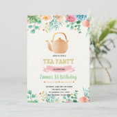 Moederdag tea party-uitnodiging kaart (Staand voorkant)