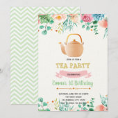 Moederdag tea party-uitnodiging kaart (Voorkant / Achterkant)