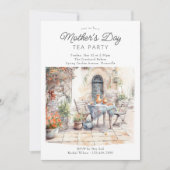 Moederdag Tea Party Waterverf Tuin Binnenplaats Kaart (Voorkant)