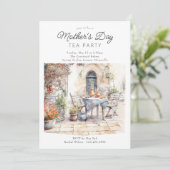 Moederdag Tea Party Waterverf Tuin Binnenplaats Kaart (Staand voorkant)