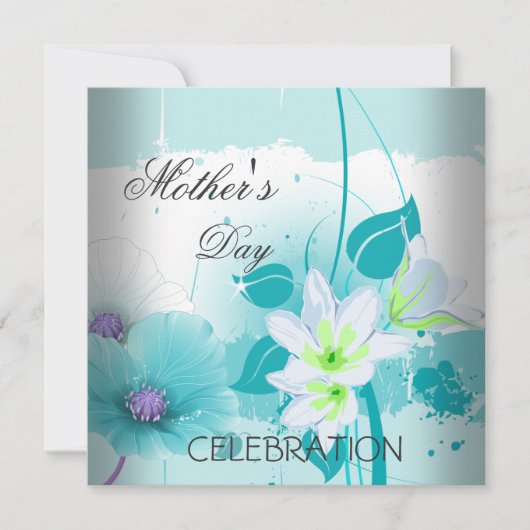 Moederdag Teal Lilac Bloemen Kaart (Voorkant)