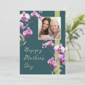 Moederdag Teal Orchidee Foto Kaart (Staand voorkant)