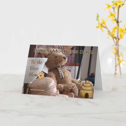 Moederdag - Teddybeer - Kaart - Aanpassen (Gele Bloem)