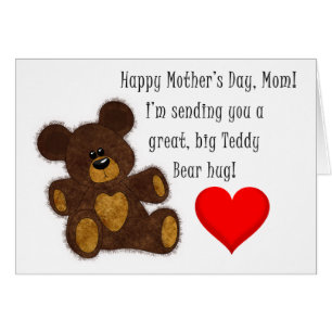 Moederdag Teddybeer knuffel - 5" x 7" Art Kaart