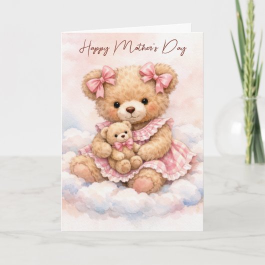 Moederdag Teddybeer voor meisjes Kaart (Voorkant)