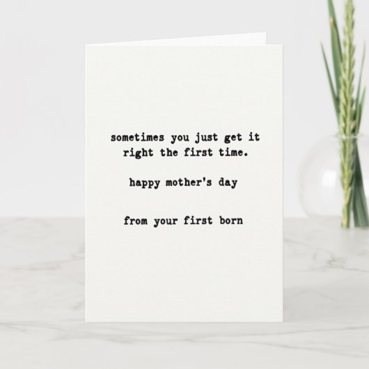 Moederdag tekstkaart eerste kind kaart (Voorkant)